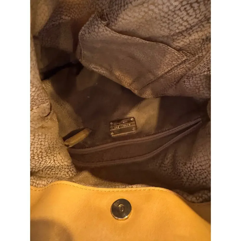 Borbonese Made in Italy Tan Leather Foldover Crossbody Shoulder Bag Purse